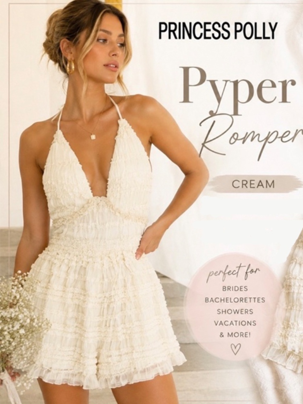 Princess Polly Pyper Strappy-back Ruffle Romper - Picture 3 of 11